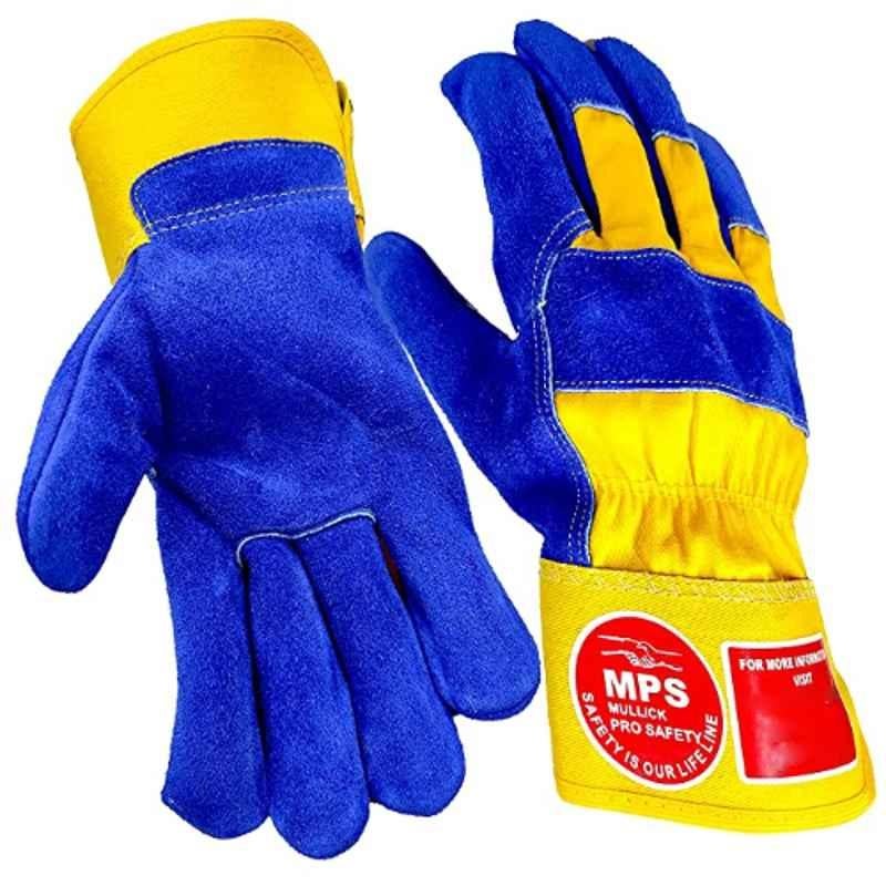 MPS 100 Leather & Polyester Yellow Welding Safety Gloves, Size: Free
