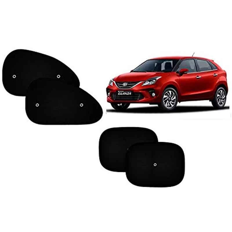 Auto Pearl 4 Pcs PVC & Mesh Black Window Side Sun Shade Set for Toyota Glanza