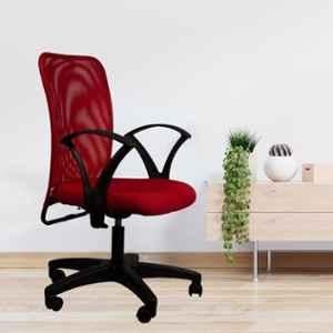 White Clouds Enterprise Sigma Sonic Red Medium Mesh Back Ergonomic Swivel Lumber Support Desk Office Chair, 24