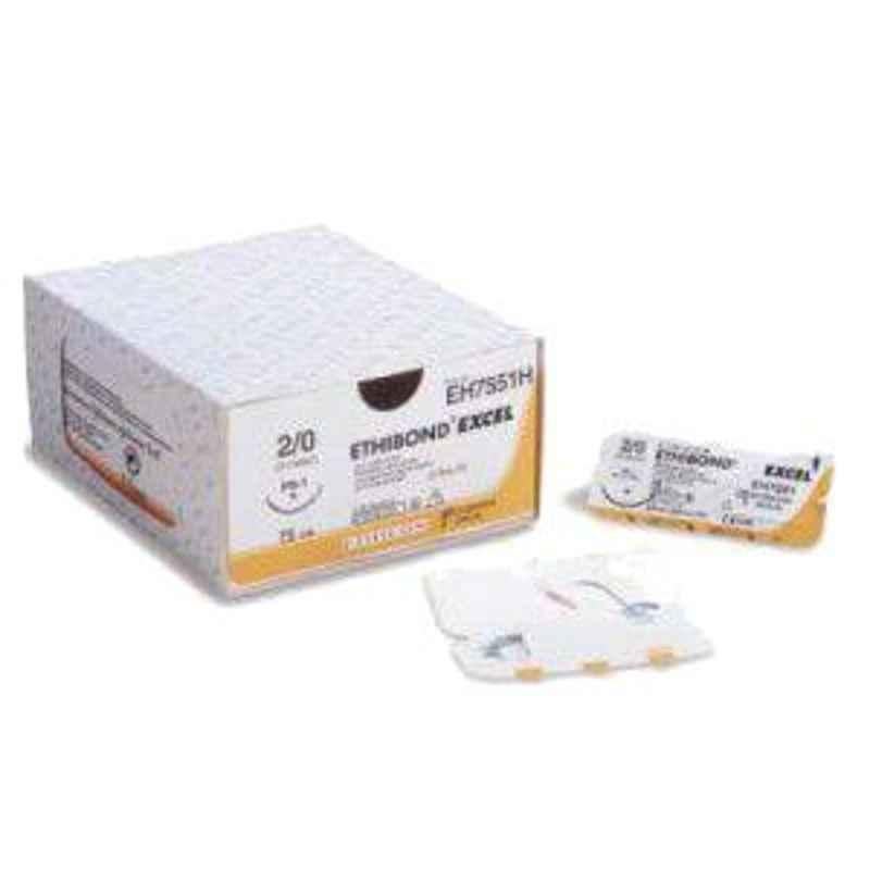 Ethicon W4843 Ethibond Excel 2 Green 44.8mm Braided Suture, Size: 75 cm (Pack of 12)
