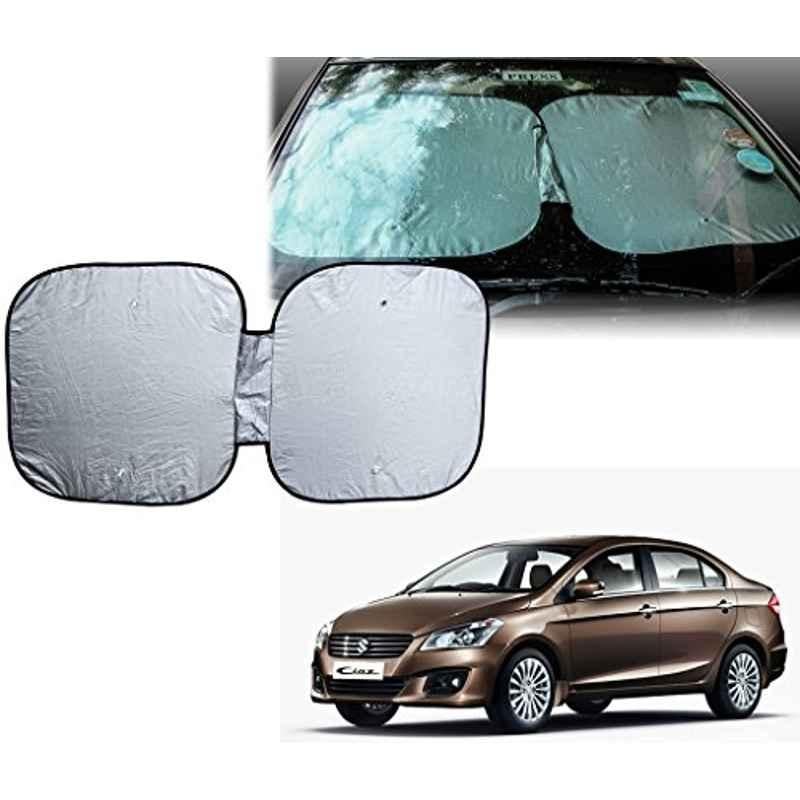 Auto Pearl Polyester Silver Front Window Sunshade Car Curtain for Maruti Suzuki Ciaz
