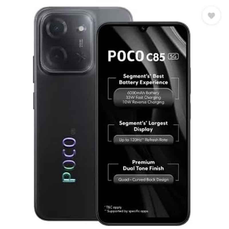 POCO C85 6.9 inch 6000mAh 4GB RAM/128GB Storage Black Power Smartphone