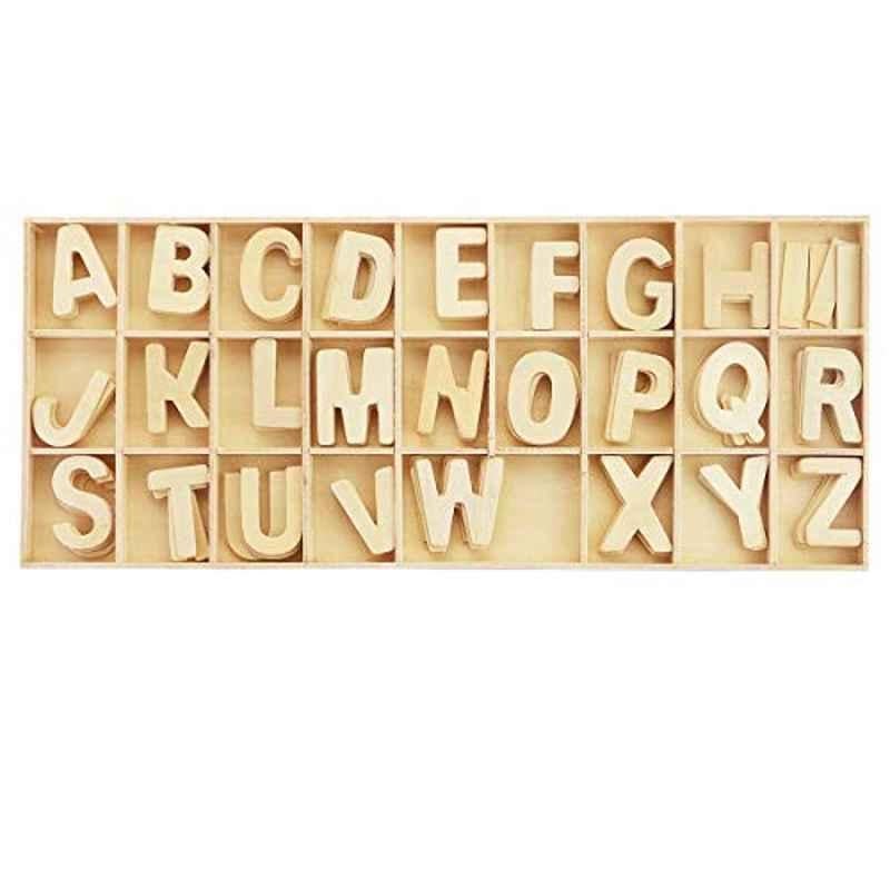 130 Pcs Wooden Craft Letters with Wood Storage Tray Set