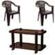 Italica 2 Pcs Polypropylene Tan Brown Comfort Arm Chair & Nut Brown Table with Wheels Set, 9051-2/9509