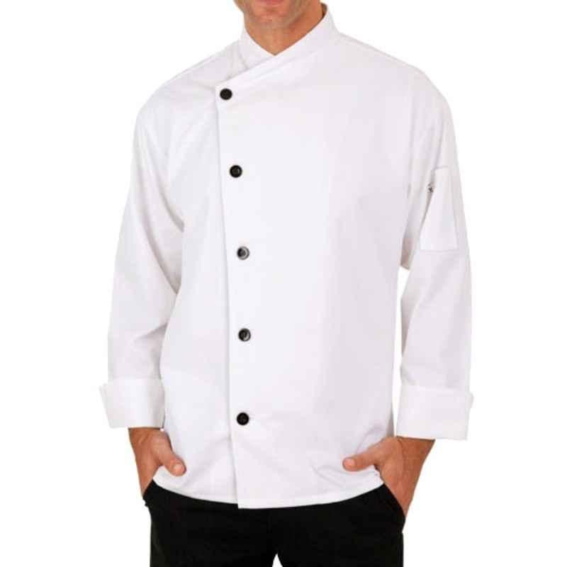 Superb Uniforms Polyester & Cotton White Long Sleeves Executive Chef Uniform for Men, SUW/W/CC016, Size: XL