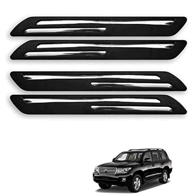 Kozdiko 4 Pcs Rubber Black Double Chrome Strips Car Bumper Protector Guard Set for Toyota Land Cruiser