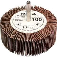 Yato 80x30x6mm Grit 60 Aluminum Oxide Flap Wheel With Shaft, YT-83372