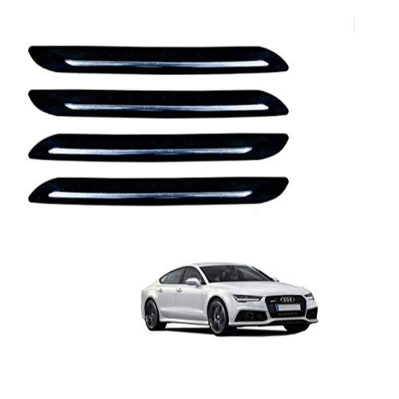 Kozdiko 4 Pcs PVC Black Car Bumper Protector Set with Chrome Strip for Audi A7