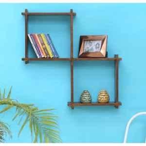 Salawas Arts 77x16x77cm Brown Solid Wood Provincial Teak Wall Book Shelf