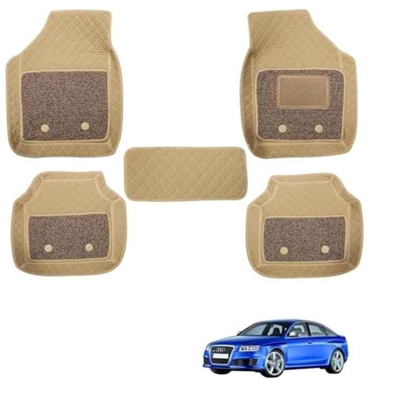 Kozdiko 5 Pcs Waterproof & Luxury 7D Beige Leatherette Car Floor Mats Set for Audi RS6