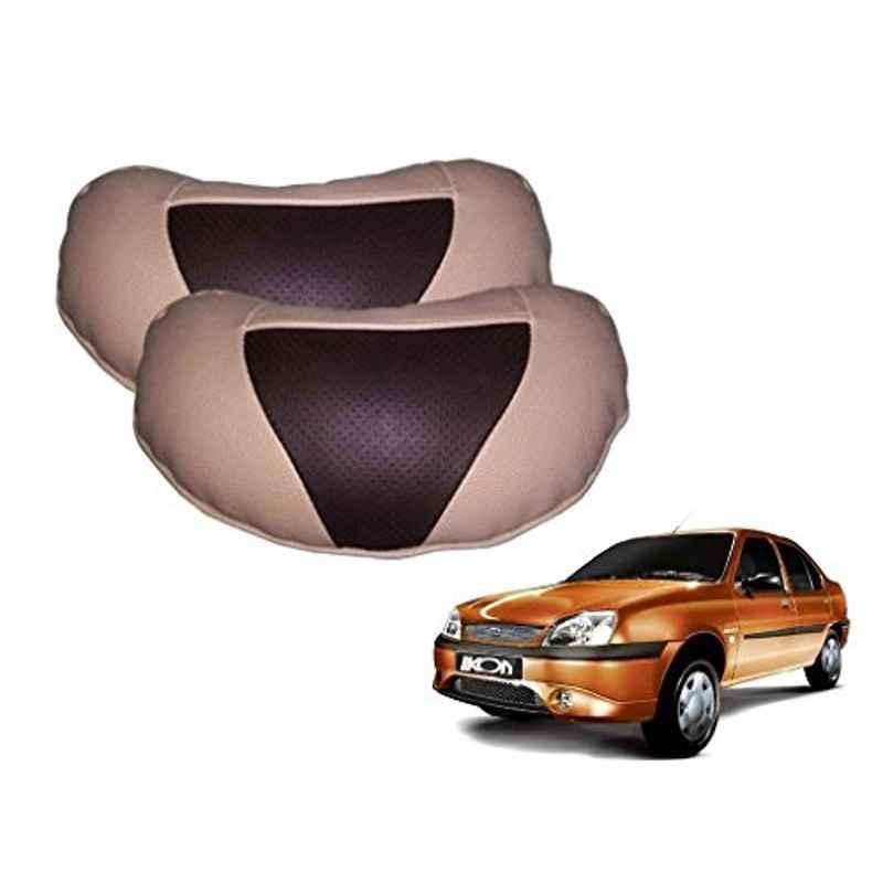 Kozdiko 2 Pcs Brown & Beige Neck Rest Set for Ford Ikon, koz_18227