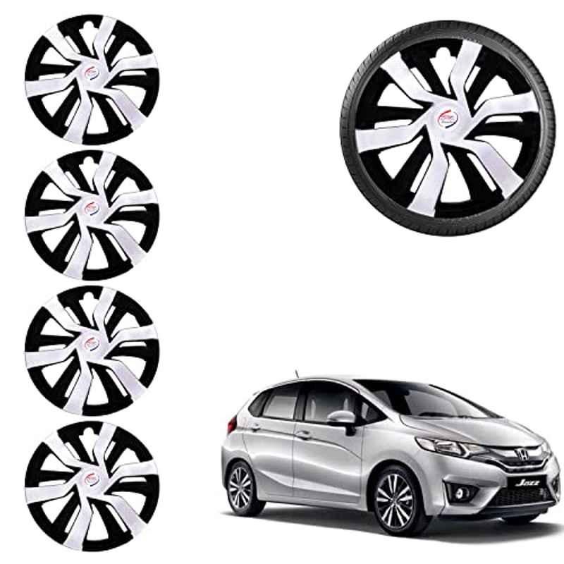 Auto Pearl 4 Pcs 15 inch ABS Black & White Car Wheel Cover Set for Honda Jazz 2015