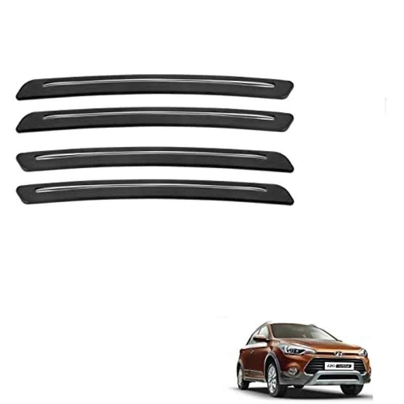 Kozdiko 4 Pcs Rubber Black Car Bumper Protector Set with Chrome Strip for Hyundai I20 Active