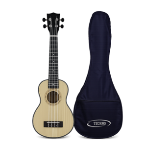 Techno 21 inch Linden Wood Matt Finish Black Soprano Ukulele with Carry Bag