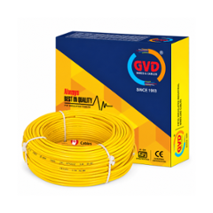 GVD 0.75 Sqmm Yellow PVC Insulated Single Core Flame Retardant Copper Clad Aluminium Industrial Wire, Length: 90 m