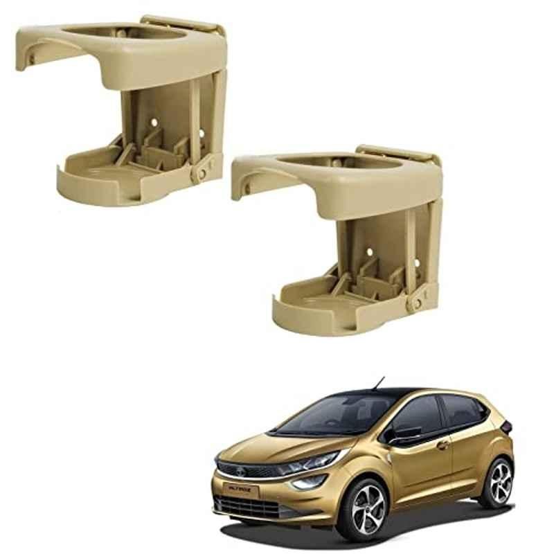 Kozdiko Plastic Beige Foldable Car Drink Holder for Tata Altroz (Pack of 2)