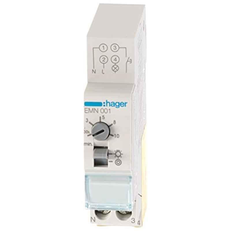 Hager 2W 16A 230V Plastic White Stair Case Time Lag Switch, EMN001