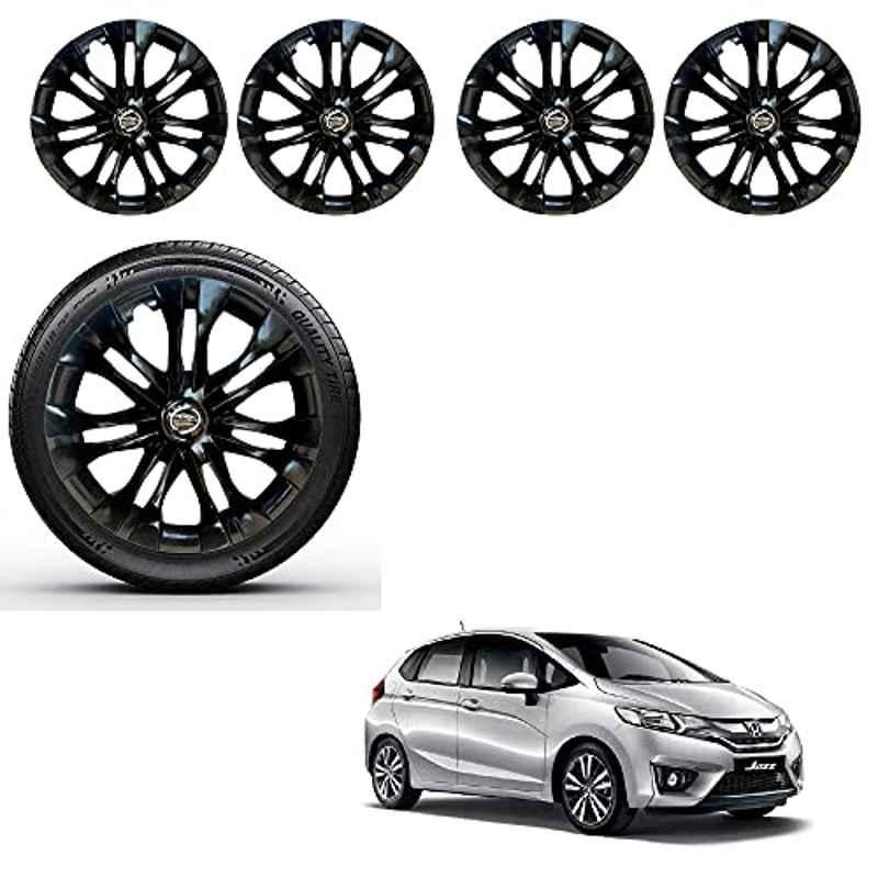 Auto Pearl 4 Pcs 15 inch ABS Black Premium Car Wheel Cover Set for Honda Jazz2015, WCBLK10