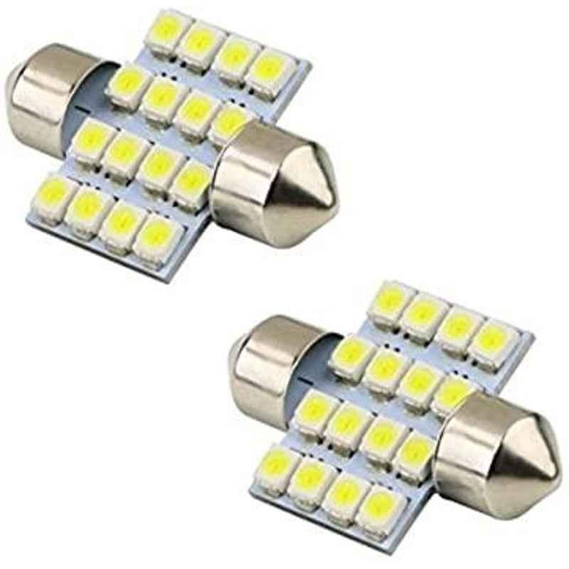 AOW 2X16 SMD LED Interior Car Roof Light/Dome Light for -Toyota Etios Cross(White) Pack of 2