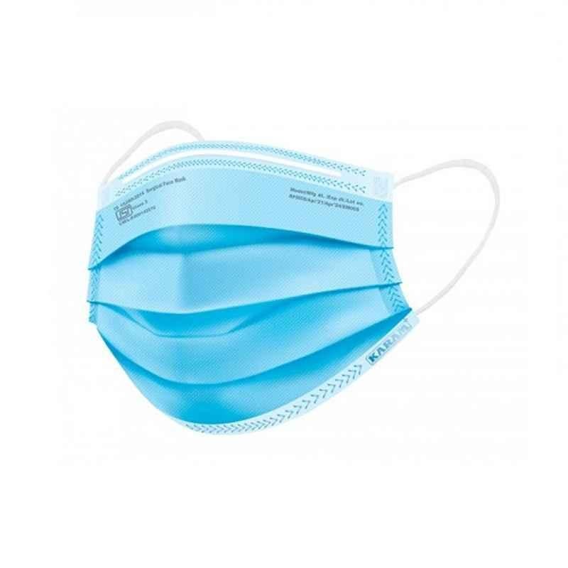 Karam 3 Ply Non-Woven Blue Disposable Mask with Nose Clip, RFM50 (Pack of 100)