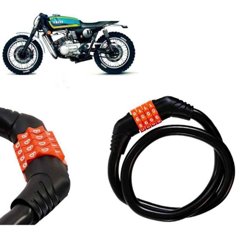 Auto Pearl Black & Orange 4 Digit Anti-Theft Combination Number Lock for RX 100