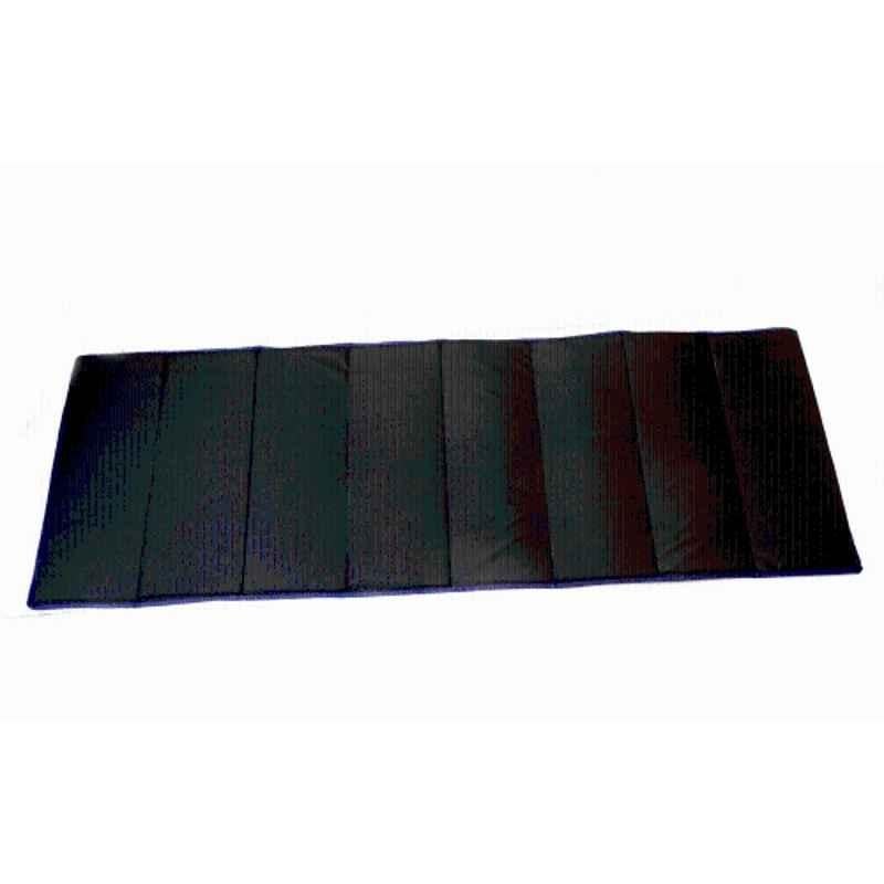 Matrica 18mm Black Tri-Fold Folding Thick Exercise Yoga Mat with Carrying Handles