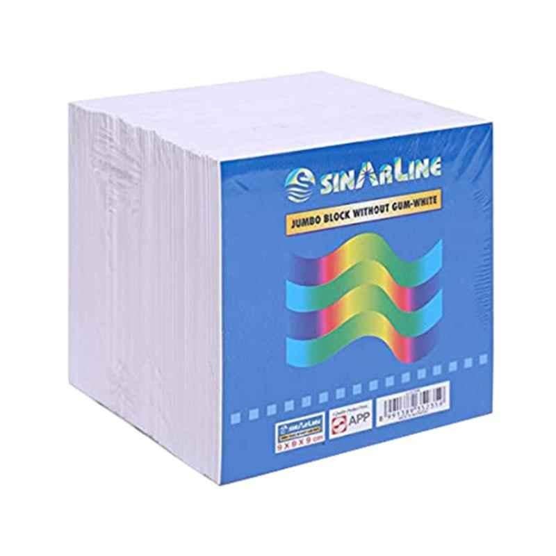 Sinarline 9x9x9cm White Paper Cube without gum