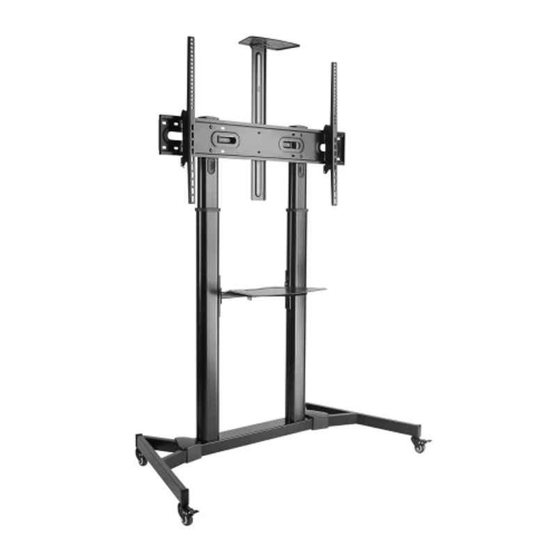 Skill Tech 1660x1350x683mm Steel & Plastic Matte Black Large Screen Telescopic TV Stand, SH 666TB