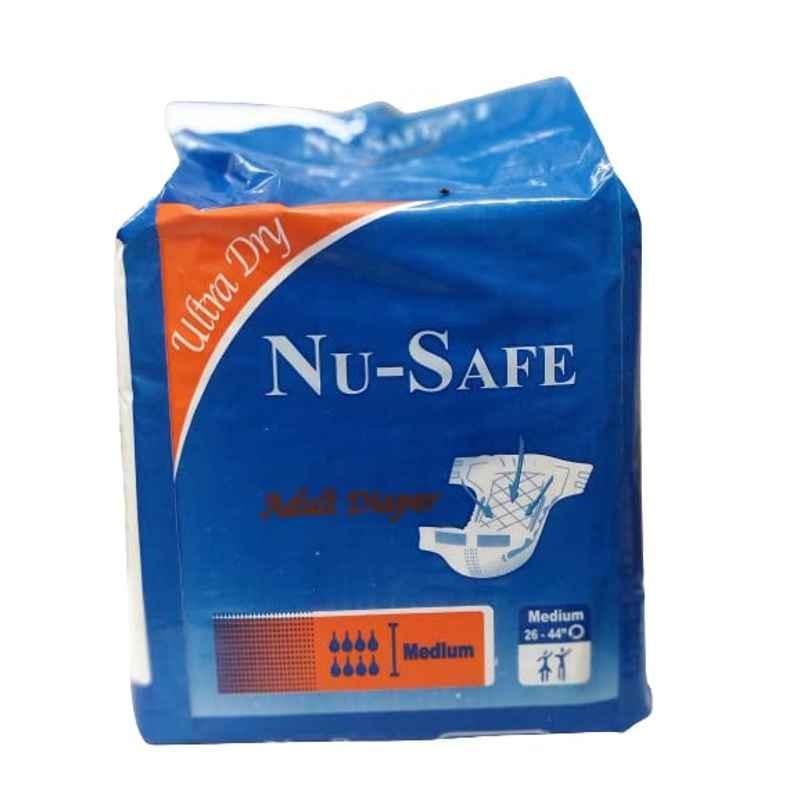 Buy Nu-Safe 10 Pcs Non-Woven Fibre Sticking Type Adult Diaper Set with  Standing Inner Leak Guard, Size: Medium Online At Price ₹399