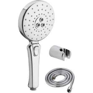 Prestige Recto 3 Pcs Brass Chrome Finish Hand Shower, Stainless Steel Tube & Wall Hook Set