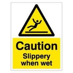 SUNSIGNS 150x100mm Vinyl & Acrylic Sandwich Caution Slippery when Wet Signage, SN0051VNLM1HPIDAD