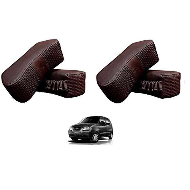 Kozdiko 4 Pcs CV Designer Cola Leatherite Neck Rest Car Cushion Pillow Set for Hyundai Santro Xing