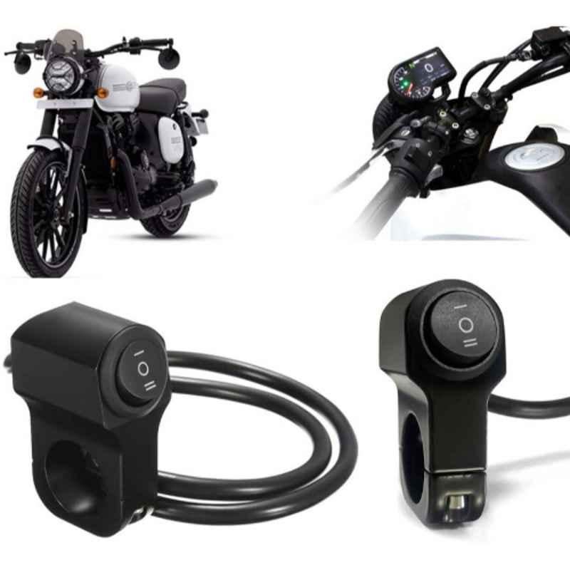 Auto Pearl 12V Aluminium Alloy Black Motorcycle Handlebar Headlight Switch for 42 BS6