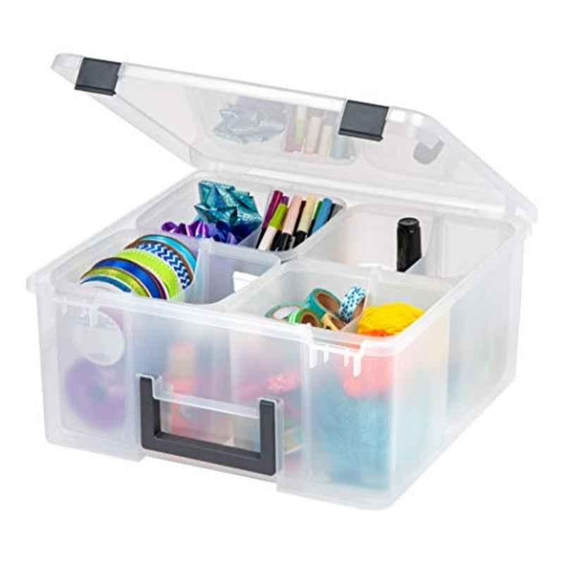Iris 20 Quarts Plastic Clear Divided Craft Storage Box, DCB-4