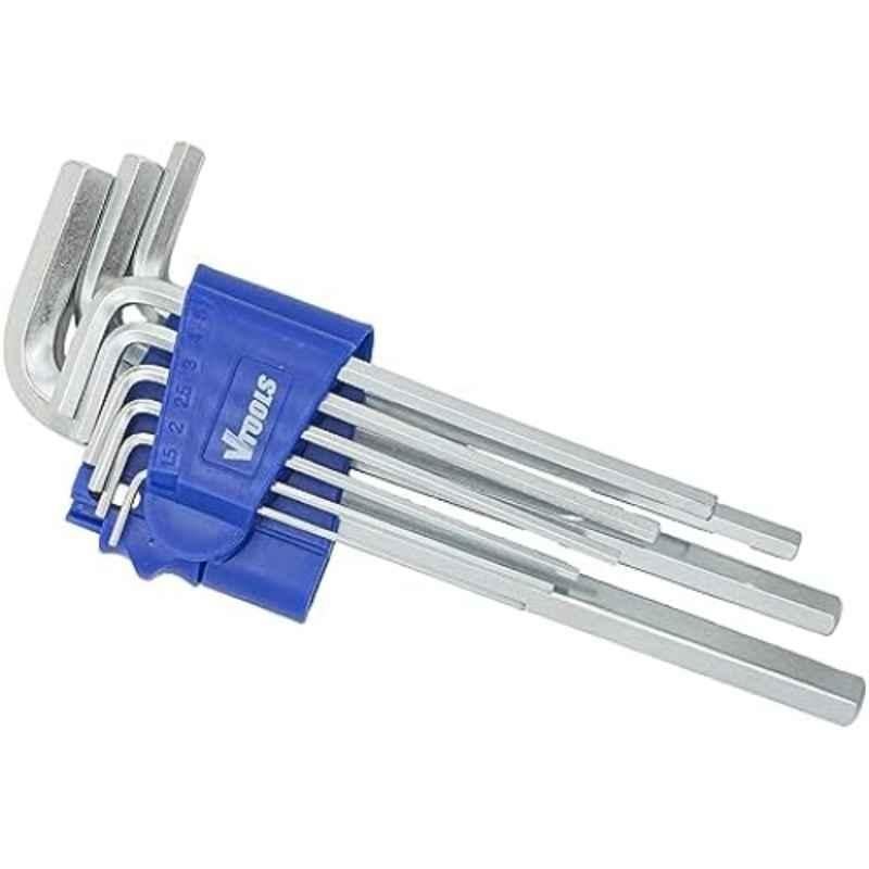 VTOOLS 9 Pcs 1.5-10mm CrV Long Hex Allen Key Set, VT2162