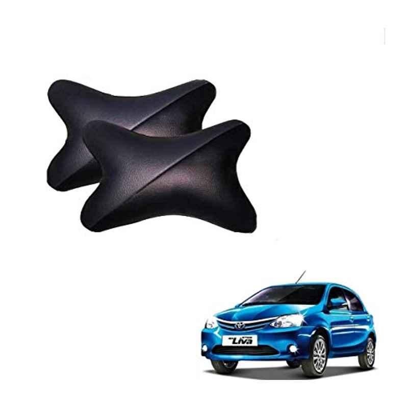 Kozdiko 2 Pcs Grey Black Neck Rest Cushion Pillow Set for Toyota Etios Liva