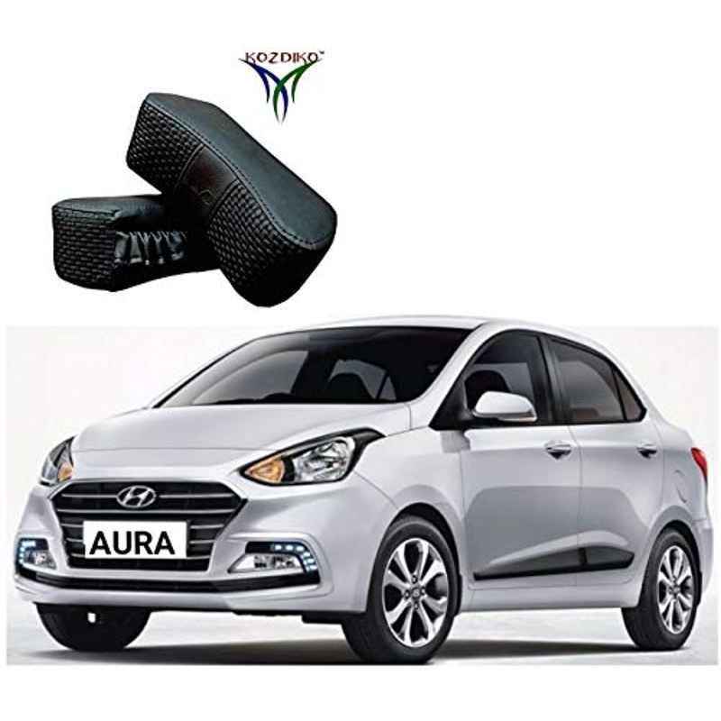 Kozdiko 2 Pcs Memory Foam Black Luxurious Neck Rest Set for Hyundai Aura, koz_25402