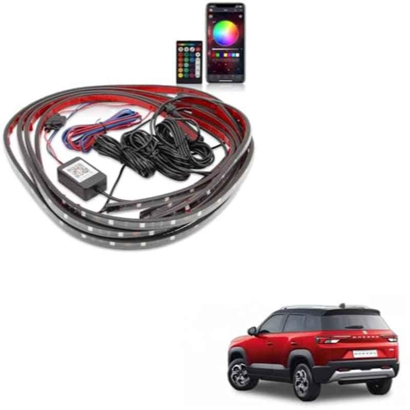 Kozdiko 12V Car Underbody Multicolor LED Strip Light Set with Wireless Remote for Maruti Suzuki Brezza 2022-Present