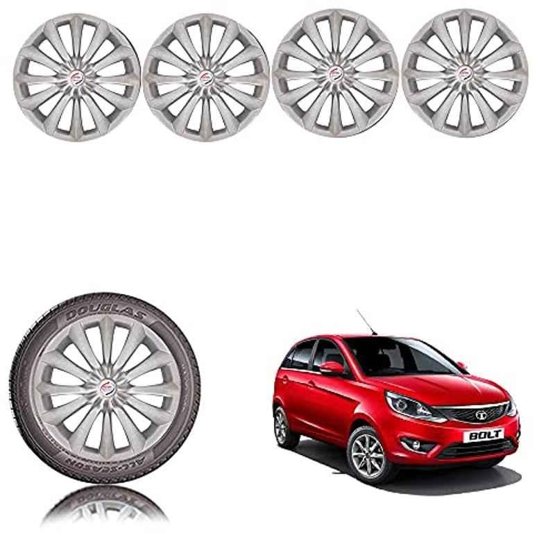 Auto Pearl 4 Pcs 14 inch ABS Silver Car Wheel Cover Set for Tata Bolt Except XT