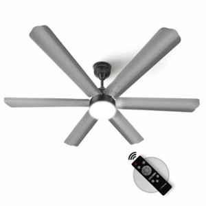 Longway Luminair 28W 5 Star Gray Anti-Dust Decorative BLDC Ceiling Fan with with 6 Blade, Remote Control & LED Light, Sweep: 1200 mm