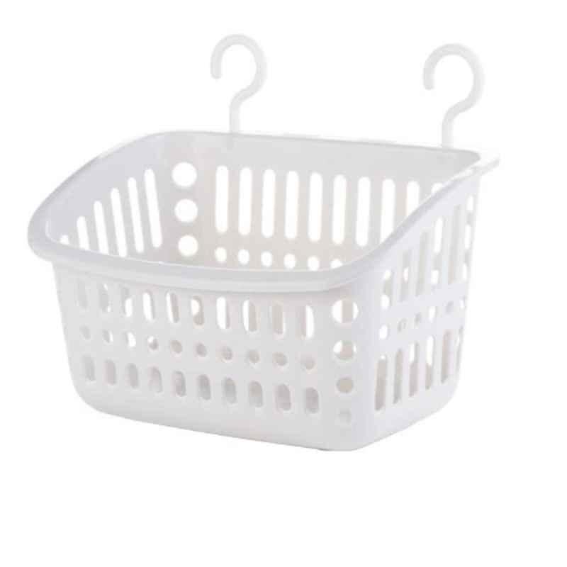 Rubik Plastic White Hanging Storage Basket, RB-HB01, Size: Medium