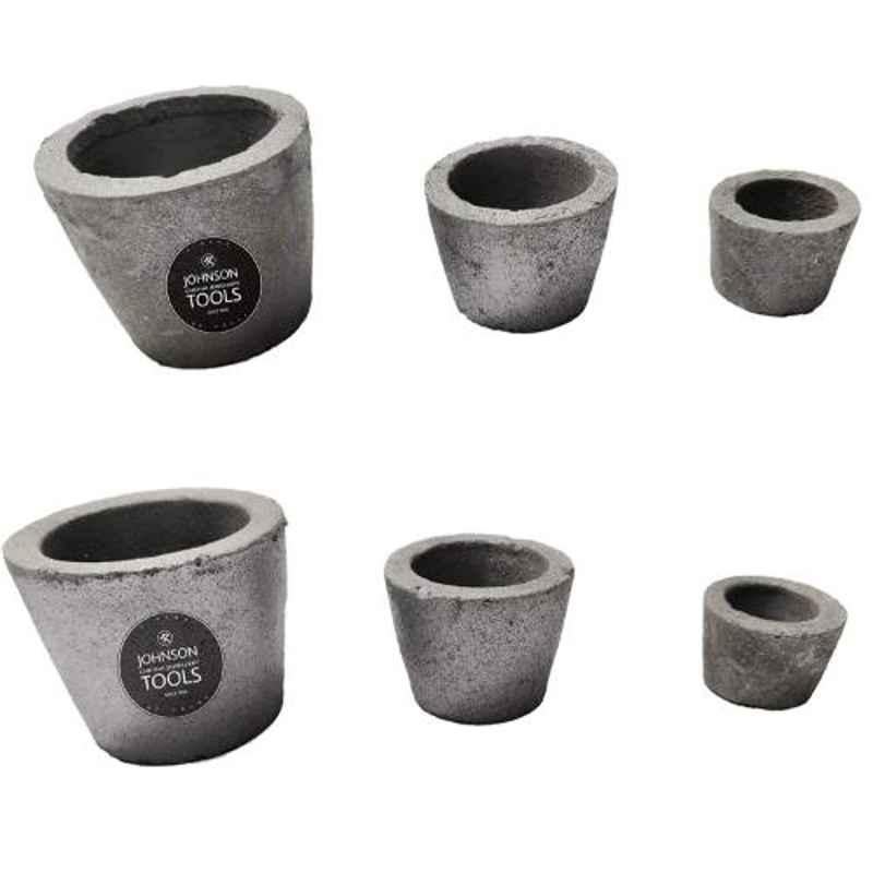 Johnson Tools 6 Pcs Grey Small Casting Clay Graphite Crucible Set , JTCS-6P