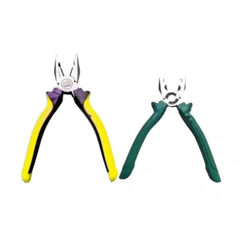 Sky Blue 2 Pcs 8 inch Multicolour 2 Cutting Wire False Piece Lineman Plier Combo, SBE282
