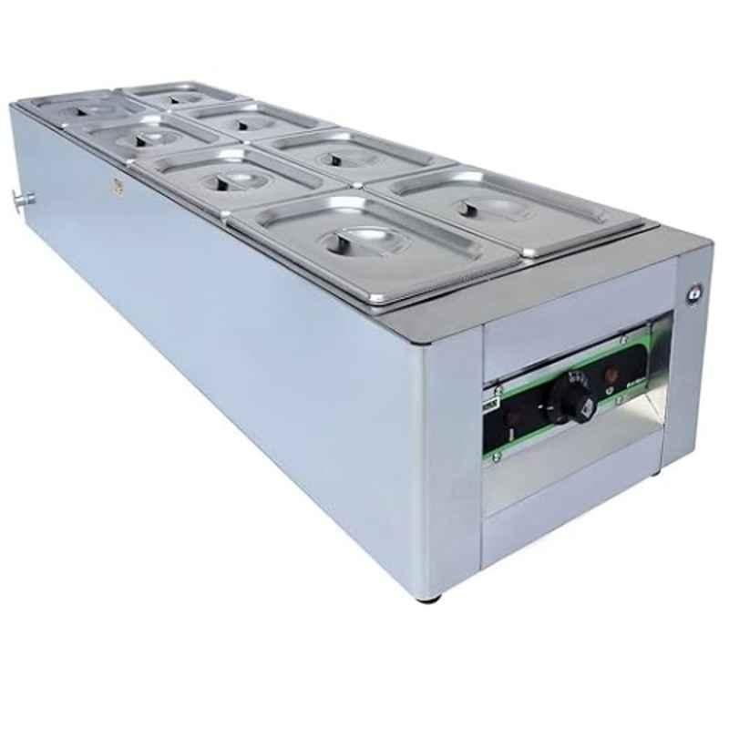 Adorma 32 Litre (8x4) 1200W Heavy Gauge Stainless Steel SS304 Bain Marie with Water Tank, Drainage System & 1 Year Warranty, BM 32