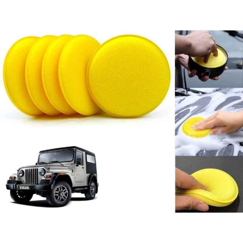 Auto Pearl Polyurethane Beige Washing & Waxing Polish Foam Sponge for Thar 2010-2019 (Pack of 5)