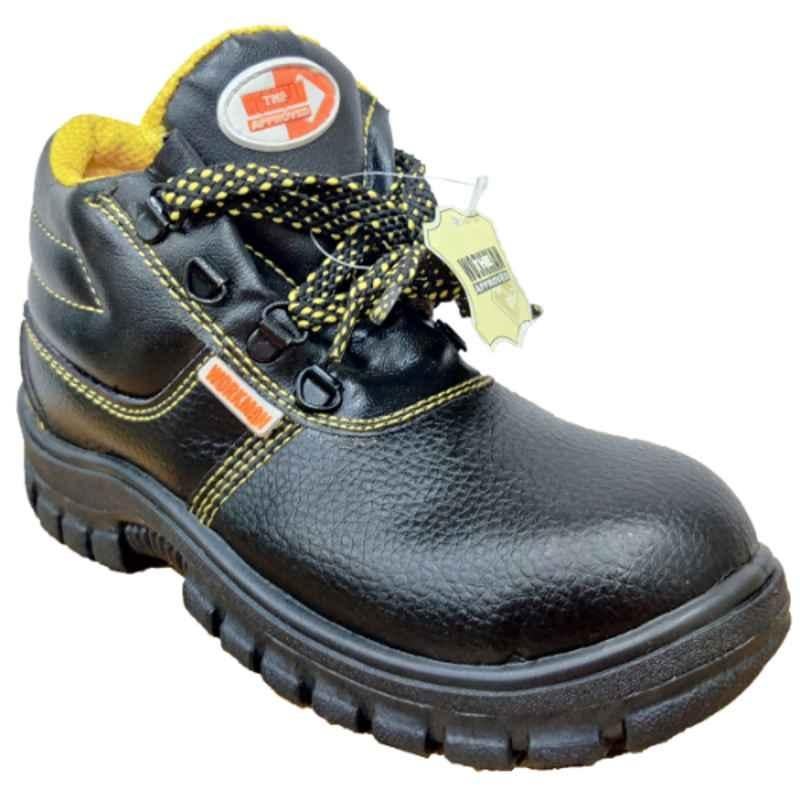 Workman Rock Dl Leather Black & Yellow Steel Toe Safety High Cut Shoes, Size: 40