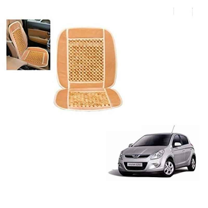 Kozdiko Wooden Bead Seat with Beige Velvet Border for Hyundai Old i20 2008-2014