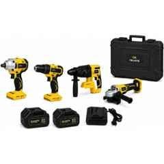 Okasta 10mm 350Nm Cordless Impact Wrench, Angle Grinder, Rotary Hammer & Drill Driver Combo