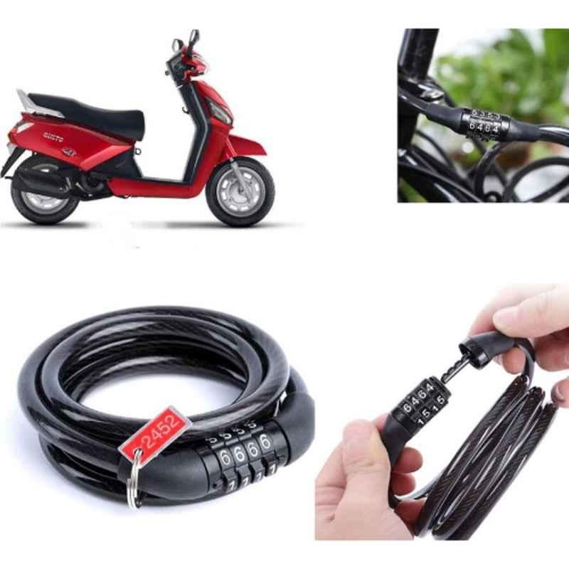 Auto Pearl PVC & Plastic Black Combination Cable Lock for Gusto Electric BS6, 924