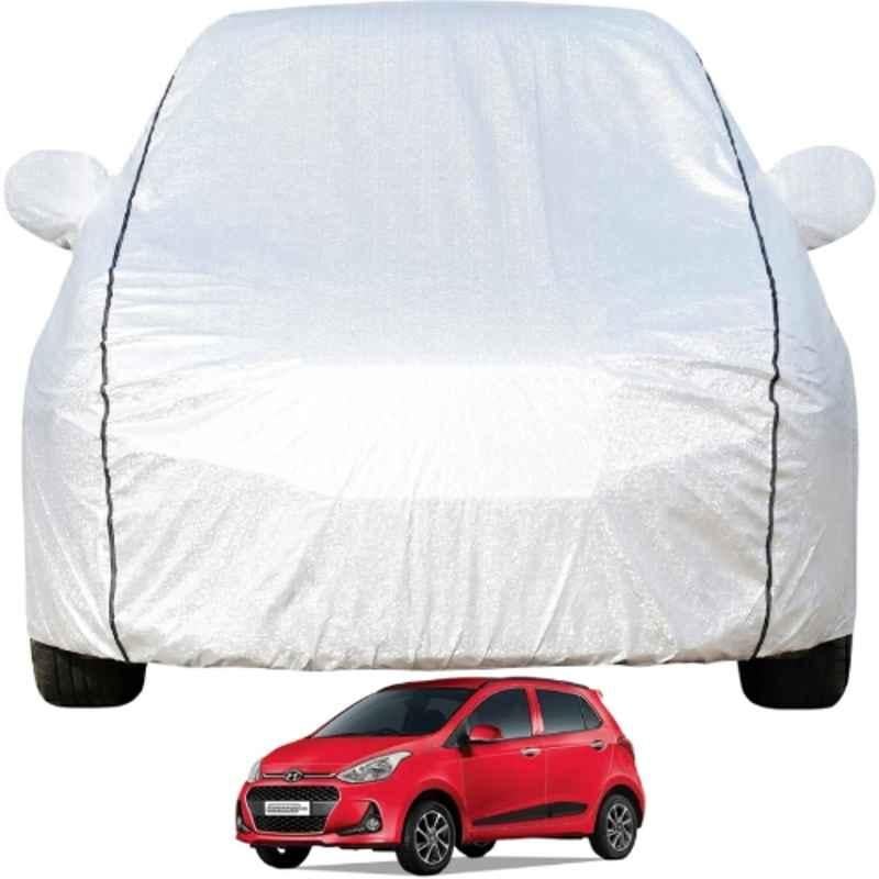 Allextreme Polyester Silver Car Cover with Mirror Pocket for Hyundai Grand i10 NIOS 2020 & 2026 Models, PV-HN01